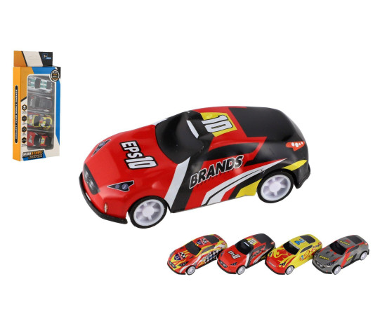 Auto závodní 4ks mini na volný chod mix barev v krabičce