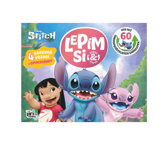 Sešit Lepím si znovu a znovu Lilo & Stitch se samolepkami a omalovánkami
