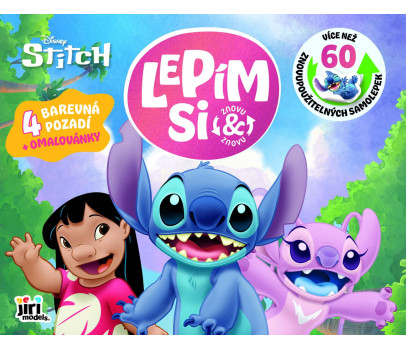 Sešit Lepím si znovu a znovu Lilo & Stitch se samolepkami a omalovánkami