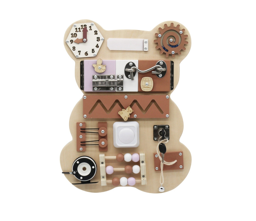 Activity Board Bear Montessori Baby Mix, Béžová