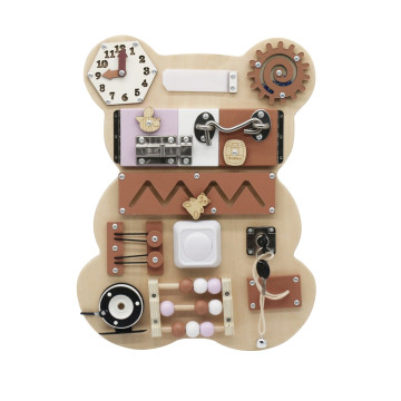 Activity Board Bear Montessori Baby Mix, Béžová
