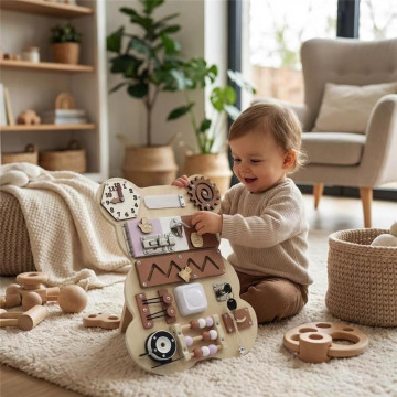 Activity Board Bear Montessori Baby Mix, Béžová