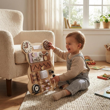 Activity Board Bear Montessori Baby Mix, Béžová