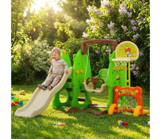 Dětská skluzavka s houpačkou Baby Mix 3v1 baby blue, Multicolor