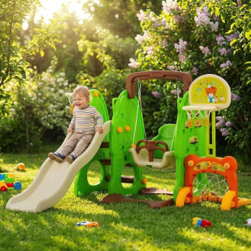 Dětská skluzavka s houpačkou Baby Mix 3v1 baby blue, Multicolor