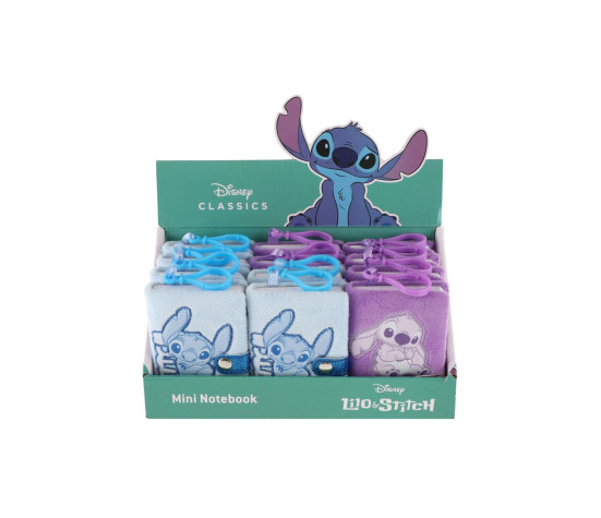 Zápisník mini plyšový přívěsek Lilo & Stitch 2 barvy 12ks v boxu