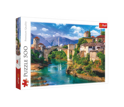 Puzzle Starý most v Mostaru, Bosna a Hercegovina 500 dílků 48x34cm v krabici 40x26,5x4,5cm