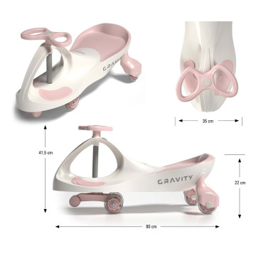 Dětské gravitační odrážedlo Gravity Milly Mally cream pink, Růžová