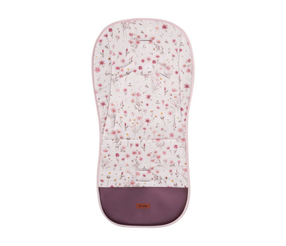Oboustranná vložka do kočárku, velvet, bavlna, Květinky, růžové