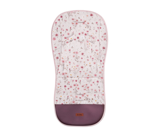 Oboustranná vložka do kočárku, velvet, bavlna, Květinky, růžové
