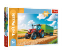 Puzzle Zemědělská technika: traktor s přívěsem 100 dílků 41x27,5cm v krabici 29x19x4cm
