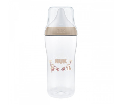 Kojenecká láhev NUK Perfect Match s kontrolou teploty XL Monkey 360 ml, Béžová