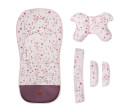 Vložka do kočárku set deluxe 4v1 – oboustranná, velvet a bavlna, květinky, růžová