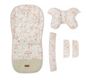 Vložka do kočárku set deluxe 4v1 – oboustranná, velvet a bavlna, květinky, béžové