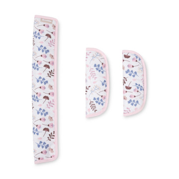 Vložka do kočárku set deluxe 4v1 – oboustranná, velvet a bavlna, Větvičky, pudrově růžová