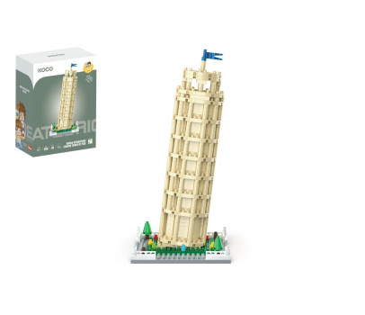 Stavebnice mini KOCO Věž v Pise plast 548 ks v krabičce 13x16,5x7cm