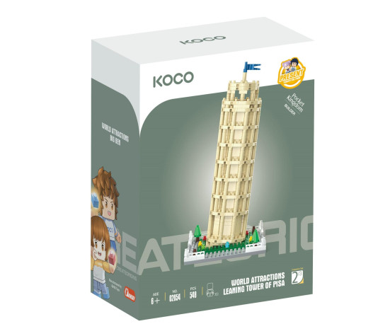 Stavebnice mini KOCO Věž v Pise plast 548 ks v krabičce 13x16,5x7cm