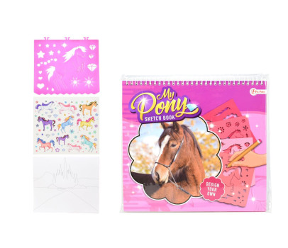 Kreativní blok s doplňky a šablonami "My Pony" 26cm Sketch Book