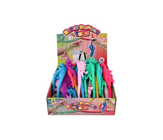 Hračka antistresová kostra dinosaura natahovací silikon 22cm 6 barev 60ks v boxu