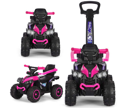 Dětské odrážedlo s vodící tyčí Milly Mally Wild 3v1 pink, Růžová