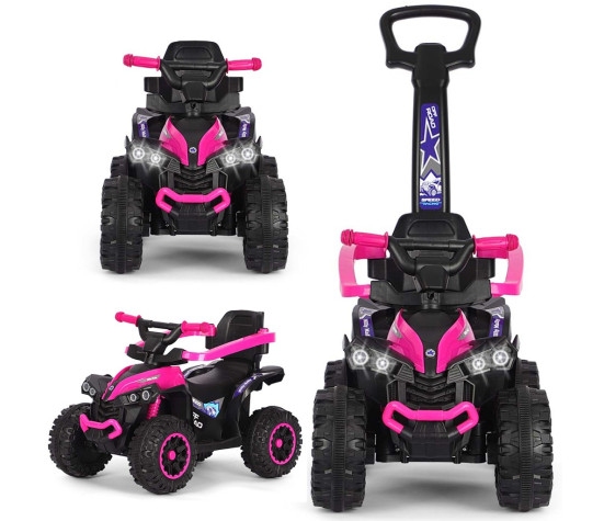 Dětské odrážedlo s vodící tyčí Milly Mally Wild 3v1 pink, Růžová