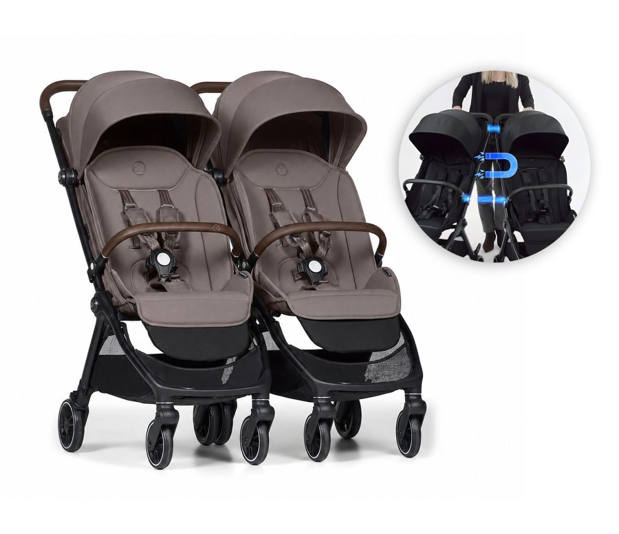 Connect Mini 2x kočárek s madlem Taupe