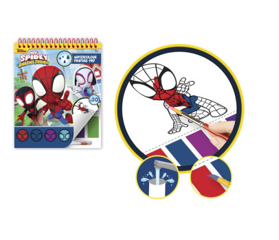 Blok omalovánky Spidey s vodovými barvami a štětcem