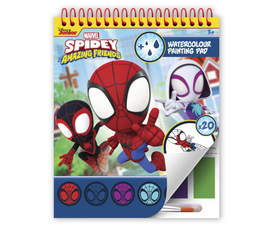 Blok omalovánky Spidey s vodovými barvami a štětcem