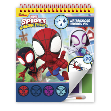 Blok omalovánky Spidey s vodovými barvami a štětcem