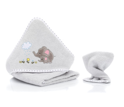 Fillikid osuška s kapucí + žínka elephant grey