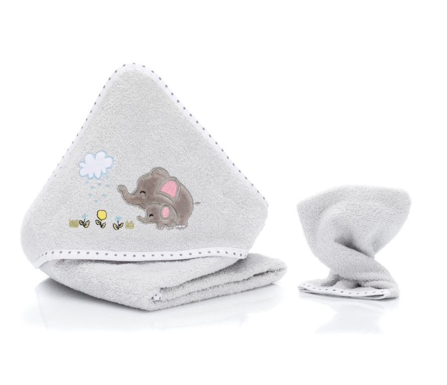 Fillikid osuška s kapucí + žínka elephant grey Fillikid osuška s kapucí + žínka elephant grey