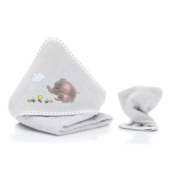 Fillikid osuška s kapucí + žínka elephant grey