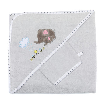 Fillikid osuška s kapucí + žínka elephant grey