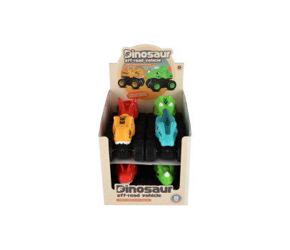 Auto terénní Off-Road dinosaurus 9,5x11cm na setrvačník 4 druhy 8ks v boxu