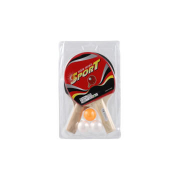 Sada stolní tenis/ping pong pálky dřevěné 2ks + míčky 3ks v blistru 19x30cm