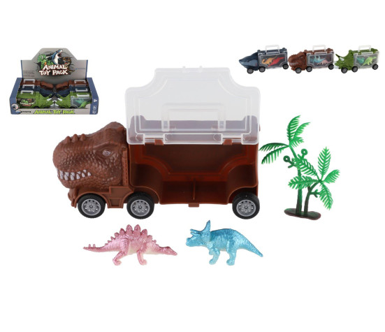 Auto nákladní dinosaurus s doplňky 16x7cm 3 druhy 6ks v boxu