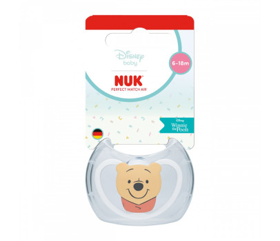 Dudlík NUK Perfect Match Air Disney Medvídek Pú 6-18 měsíců white, Bílá 6-18 m