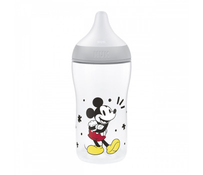 Kojenecká láhev NUK Perfect Match s kontrolou teploty Disney Mickey 260 ml grey, Šedá