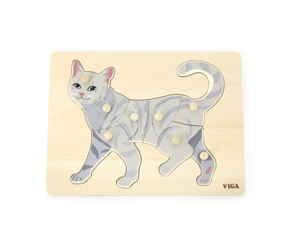 Dětské dřevěné puzzle s úchyty Viga Cat, Multicolor