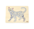 Dětské dřevěné puzzle s úchyty Viga Cat, Multicolor