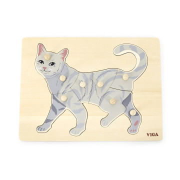 Dětské dřevěné puzzle s úchyty Viga Cat, Multicolor
