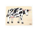 Dětské dřevěné puzzle s úchyty Viga Cow, Multicolor