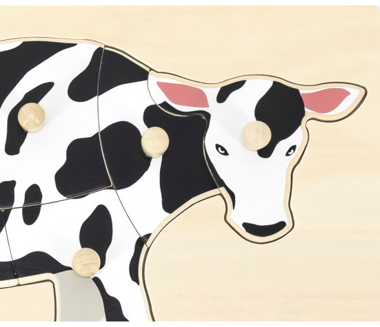 Dětské dřevěné puzzle s úchyty Viga Cow, Multicolor