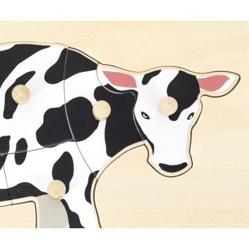 Dětské dřevěné puzzle s úchyty Viga Cow, Multicolor