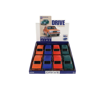 Auto retro plast 18cm na baterie se světlem se zvukem na setrvačník 4 barvy 8ks v boxu