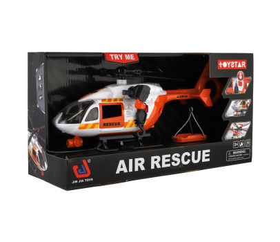 Vrtulník/Helikoptéra záchranářská plast 32cm na baterie se světlem se zvukem v krabici 34,5x19x12cm
