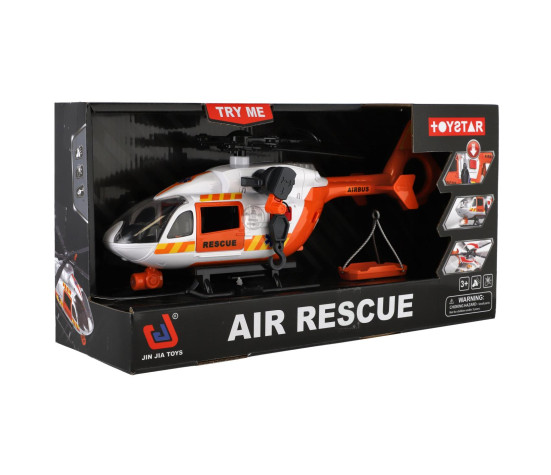 Vrtulník/Helikoptéra záchranářská plast 32cm na baterie se světlem se zvukem v krabici 34,5x19x12cm