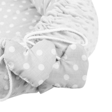 Luxusní hnízdečko s polštářkem a peřinkou New Baby z Minky Srdíčko šedé, Šedá