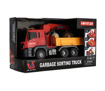 Auto nákladní městské služby plast 27cm na setrvačník na baterie se světlem se zvukem v krab. 31x19