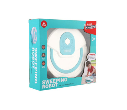Robotický vysavač plast 17cm na baterie se zvukem v krabici 22x20x6cm